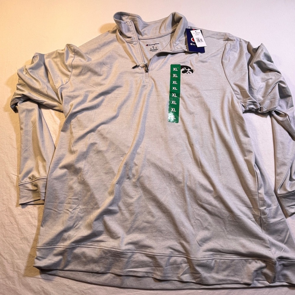 Champion Iowa Hawkeyes Quarter Zip Pullover Gray XL Athletic Performance
